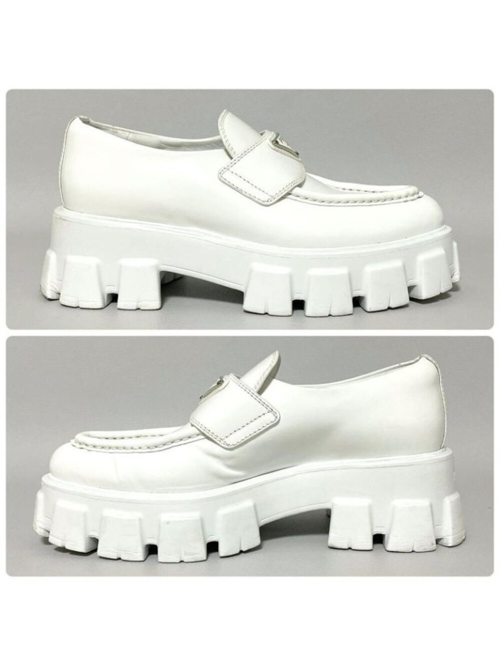 Prada Monolith Brushed Leather Loafers 36 White - Picture 6 of 10